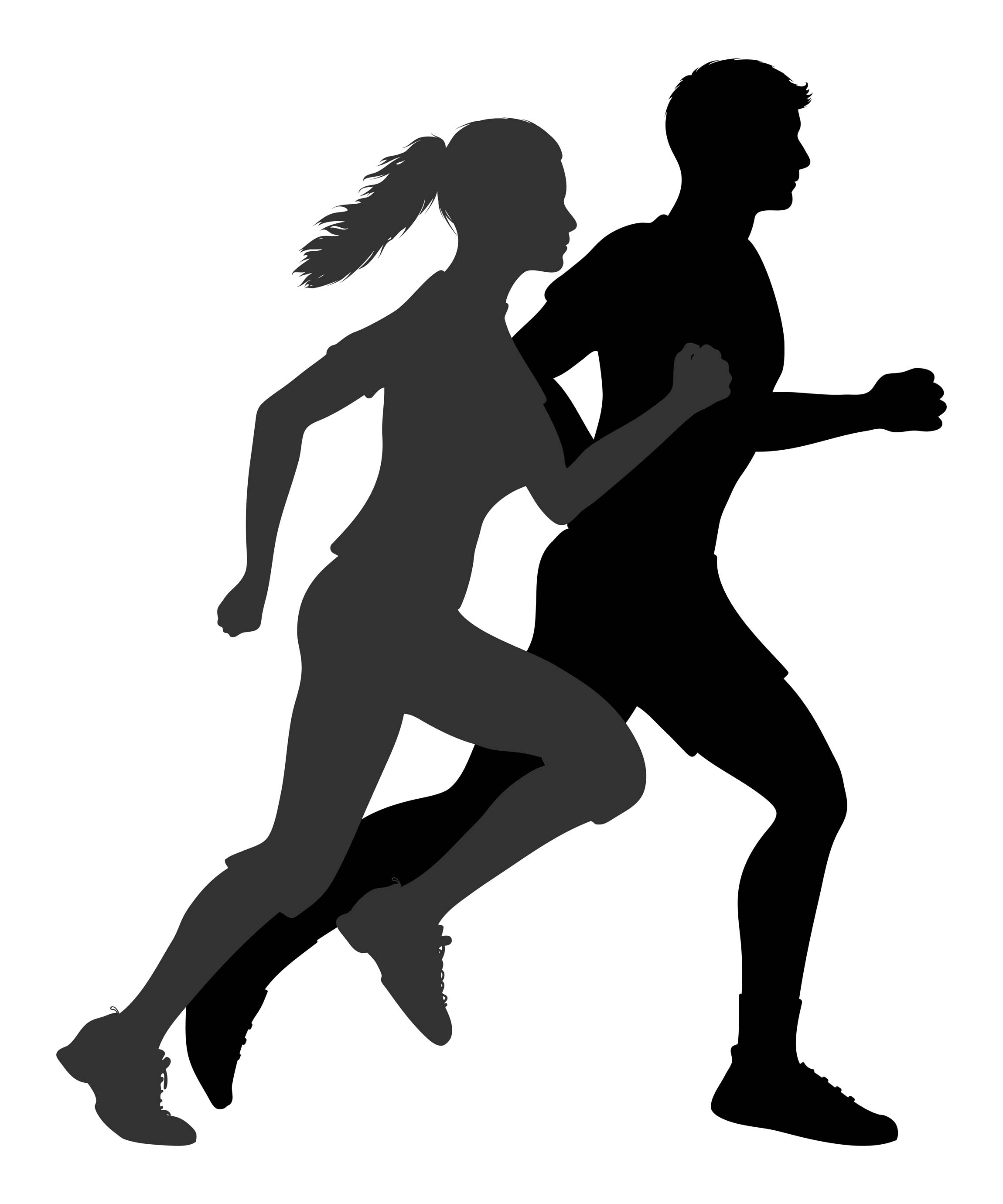 Graphic of two silhouettes running